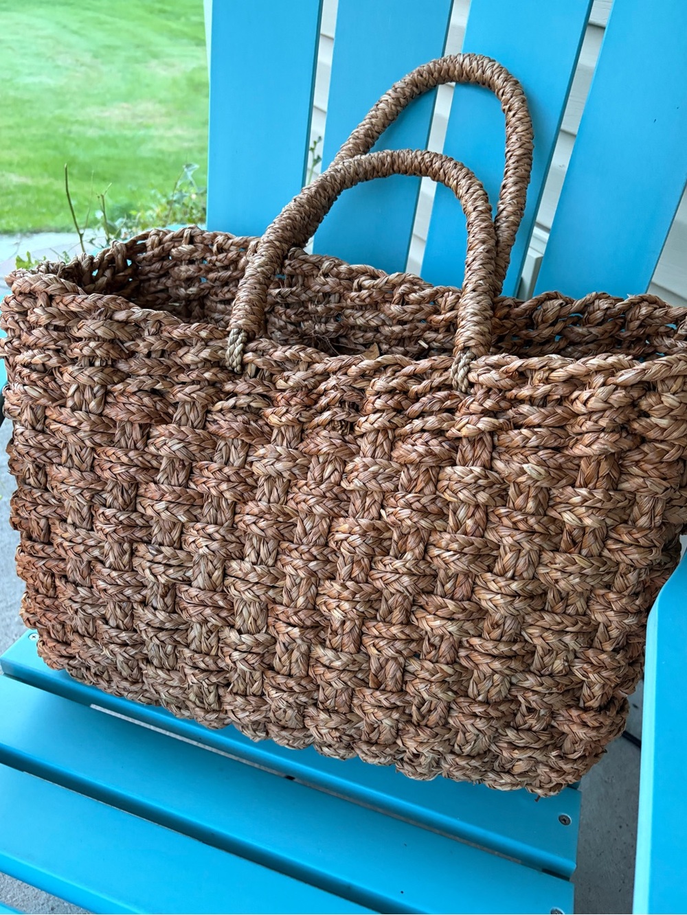 Vintage 90s Ralph Lauren straw raffia basket weave beach tote bag woven natural